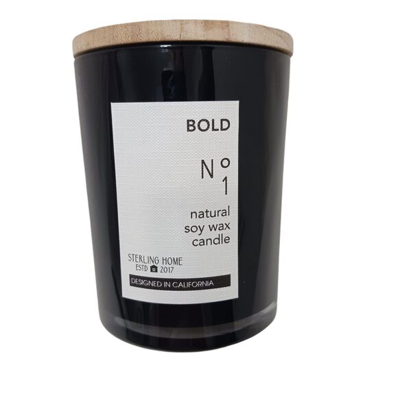 BOLD No. 1 Candle Natural SOY Wax Hand Poured BLACK Glass Masculine Luxury Scent - Picture 1 of 11